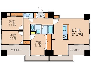 ｱｸﾀｽ渡辺通ﾊﾟ-ｸｼﾃｨ(902)の物件間取画像